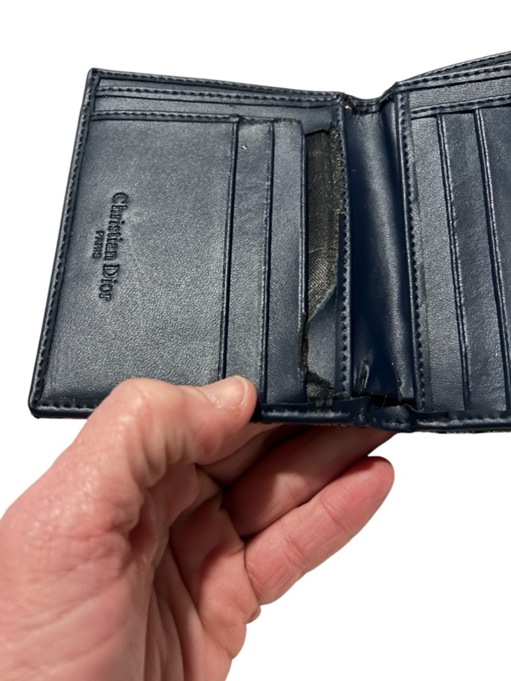 Dior Black and Gray Logo Compact Wallet with Metal Plate - Picture 5 of 5